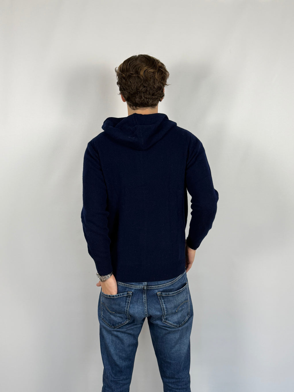 Cashmere-Blend Knit Hoodie