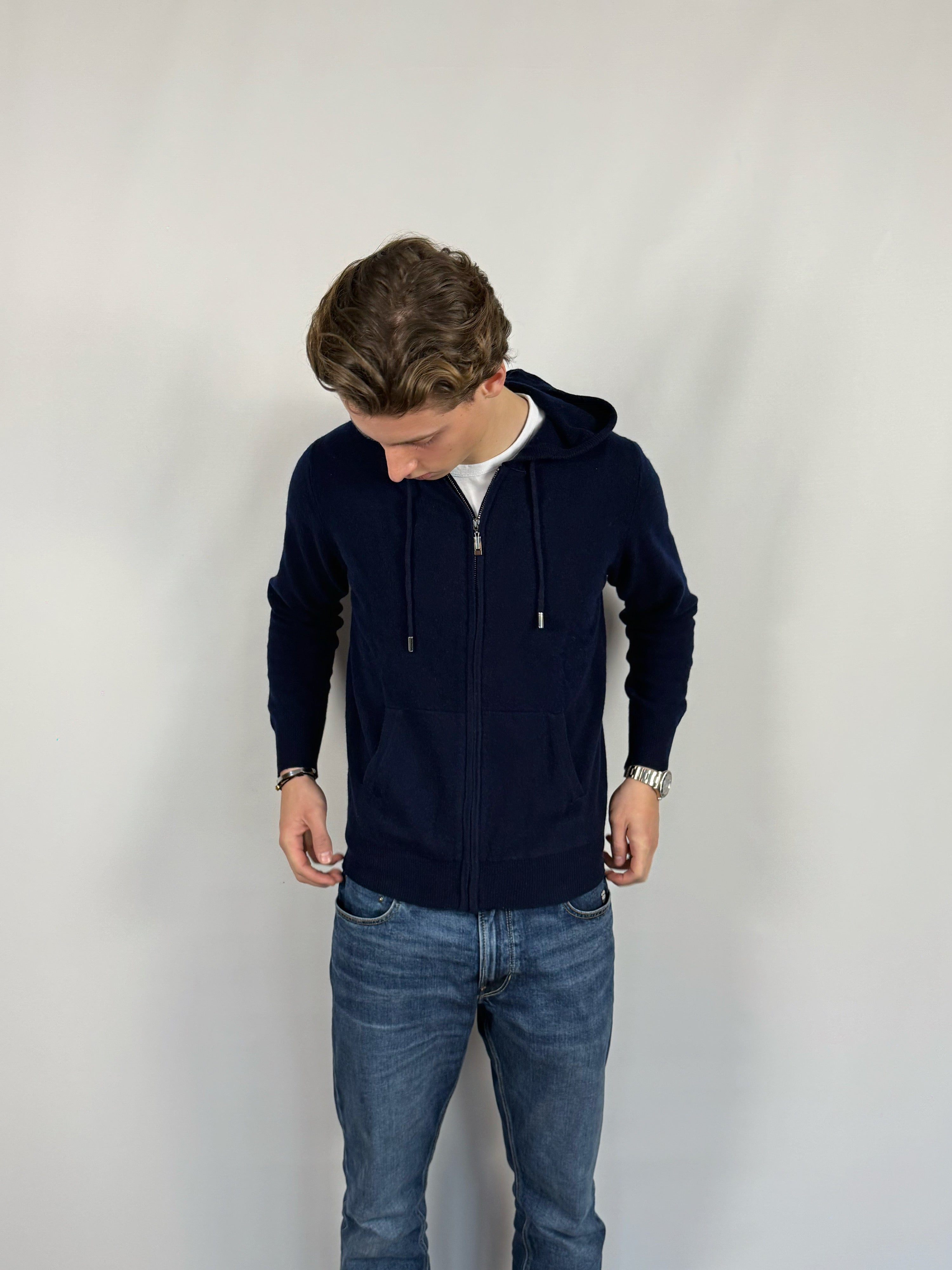 Cashmere-Blend Knit Hoodie