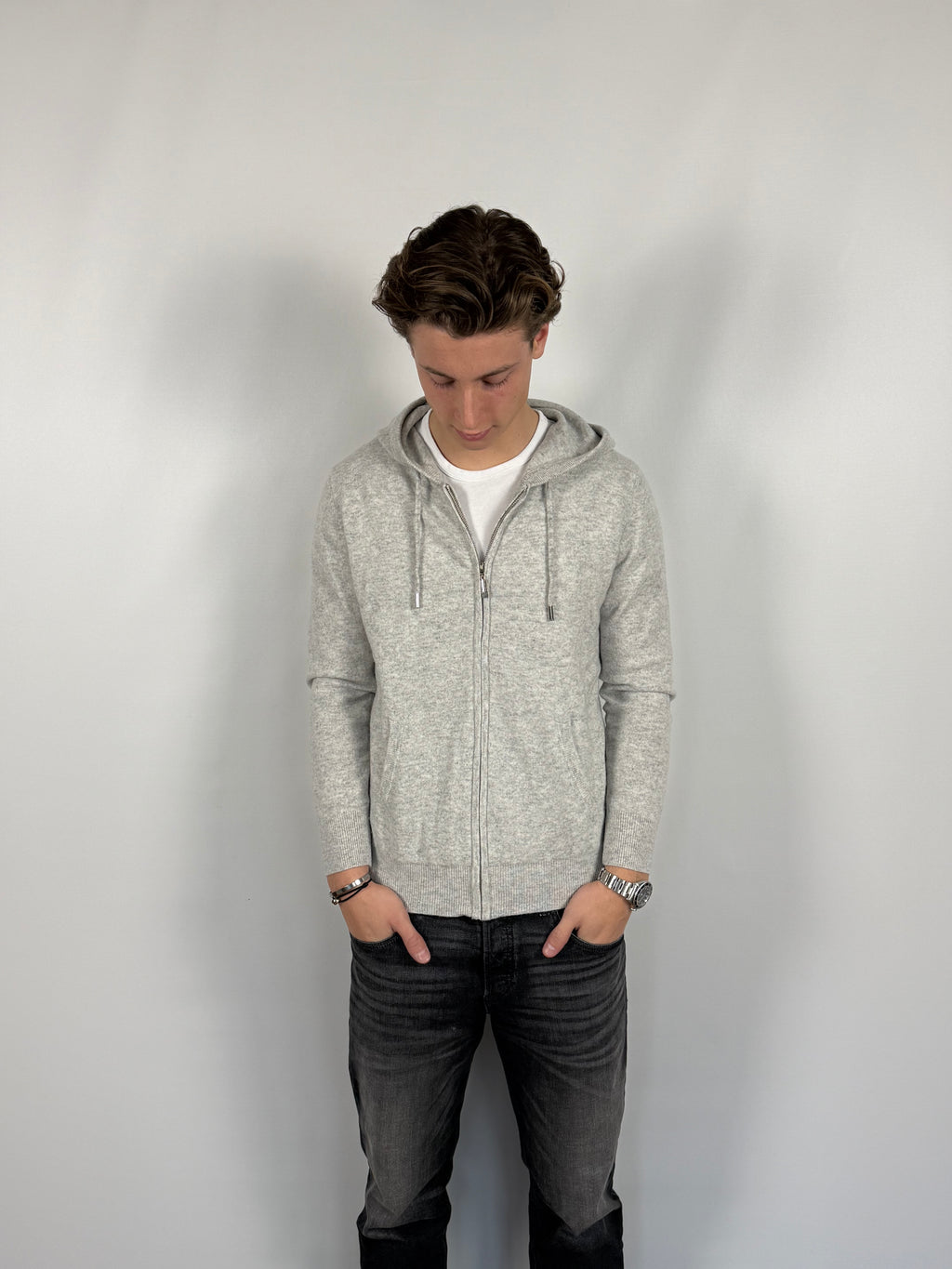 Cashmere-Blend Knit Hoodie