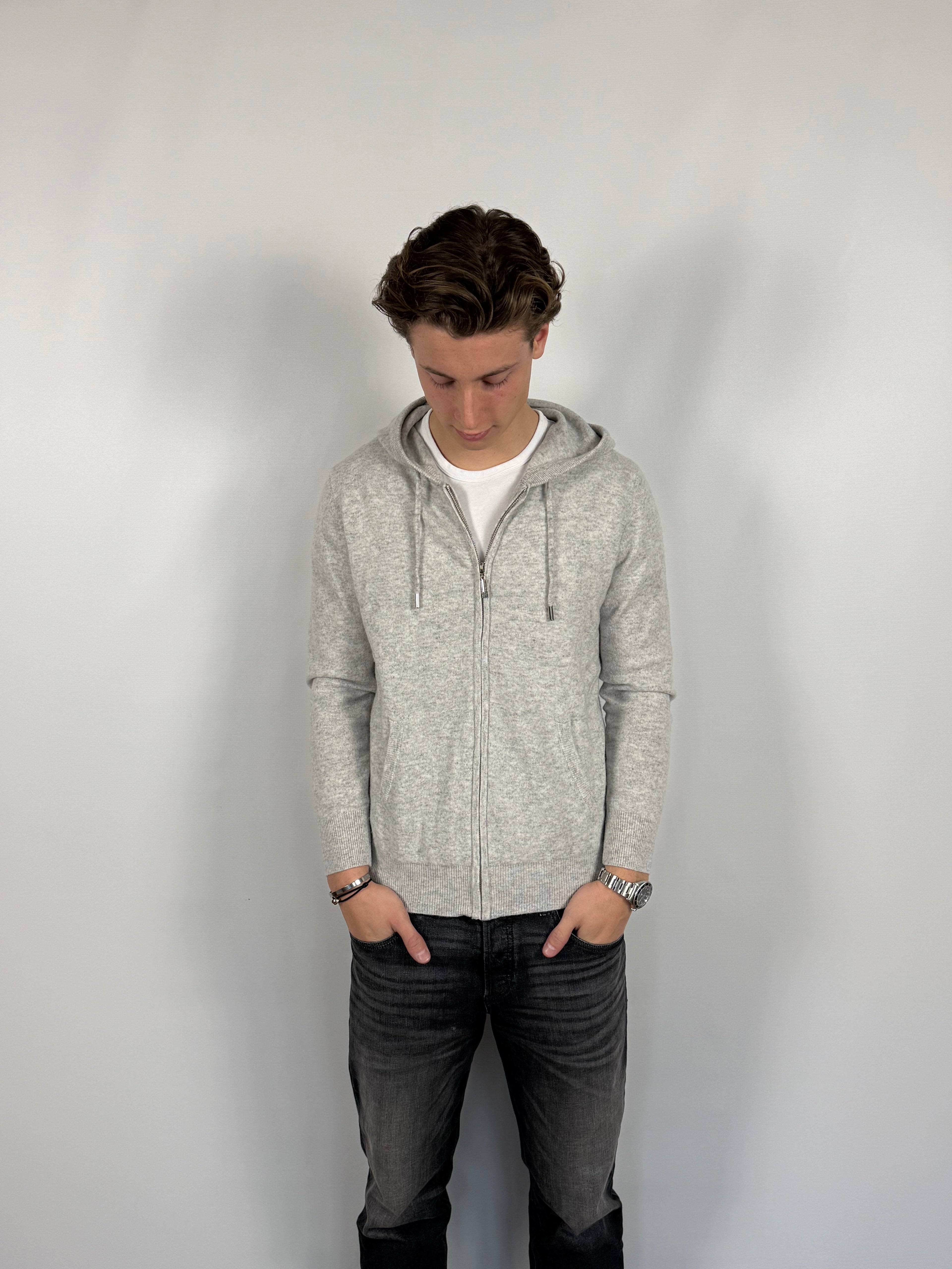 Cashmere-Blend Knit Hoodie